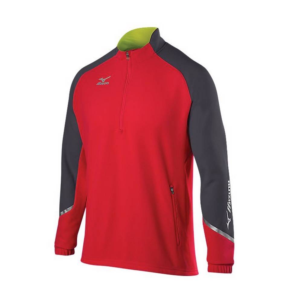 Mizuno Elite 1/2 Zip - Erkek Pullover - Kırmızı/Gri Türkiye (SDMHBF-815)